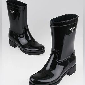 Black Prada Rain Boots